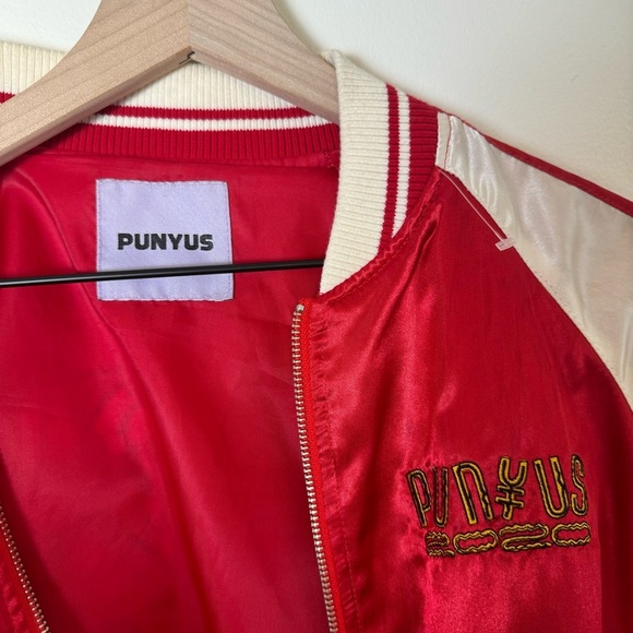 PUNYUS | Japanese Souvenir Bomber Jacket | Satin | Red | Embroidered | Small - Picture 14 of 15